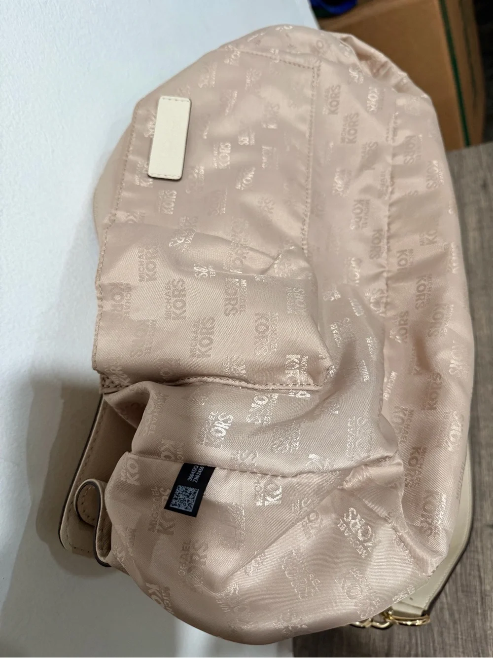 Michael Kors Cream Leather Satchel with Gold Hardware